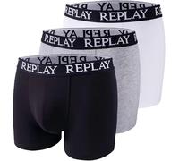 REPLAY Herren Boxershorts, 3er Pack - Unterhosen, Baumwolle, Logo, einfarbig, mehrfarbig, L Schwarz/ Grau/ Weiß