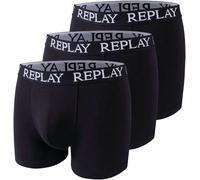Replay Herren Boxershorts, 3er Pack - Unterhosen, Baumwolle, Logo, einfarbig, schwarz, XL Schwarz