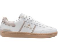 Sneaker REPLAY, Herren, Gr. 44, weiß, beige, Leder, Lederimitat, unifarben mit Farbeinsatz, Schuhe Sneaker, Schnürschuh, Halbschuh, Basketsneaker mit gepolstertem Schaftrand (93843256-44) weiß, beige