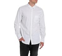 Replay Herren Hemd Langarm aus Baumwolle, White 001 (Weiß), L