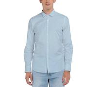 Replay Herren Hemd Langarm mit Knopfleiste, Azure 905 (Blau), S