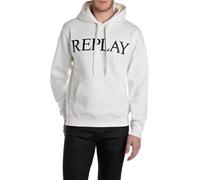 Kapuzensweatshirt REPLAY, Herren, Gr. XXL, weiß (natural weiß), Sweatware, Obermaterial: 80% Baumwolle, 20% Polyester, bedruckt, casual, Langarm angesetztes Bündchen, Sweatshirts, mit großem Markenpri
