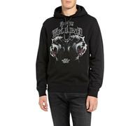 Replay Herren Hoodie mit Print, Schwarz (Black 098), M