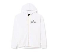 Replay Herren Hoodie mit Reißverschluss, Optical White 001 (Weiß), XL