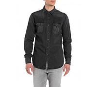 Replay Herren Jeanshemd Langarm aus Baumwolle, Black Delavè 099 (Schwarz), M