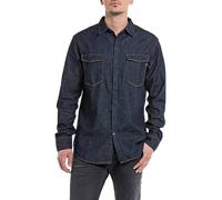 Replay Herren Jeanshemd Langarm aus Baumwolle, Dark Blue 007 (Blau), L