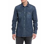 Replay Herren Jeanshemd Langarm aus Baumwolle, Dark Blue 007 (Blau), S