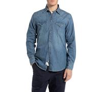 REPLAY Herren Jeanshemd Langarm aus Baumwolle, Medium Blue 009 (Blau), XL