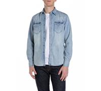 Replay Herren Jeanshemd Langarm Freizeithemd, Light Blue 010 (Blau), S
