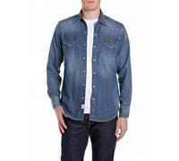 Replay Herren Jeanshemd Langarm mit Brusttaschen, Medium Blue 009 (Blau), XXXL