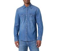 REPLAY Herren Jeanshemd Langarm mit Spitzkragen, Medium Blue 009 (Blau), S
