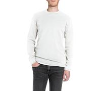 Replay Herren Langarmshirt aus Baumwolle, Weiß (Natural White), XL