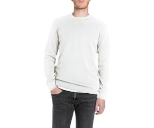 Replay Herren Langarmshirt aus Baumwolle, Weiß (Natural White), XS