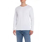 REPLAY Langarm Shirt Rundhals offene Kanten weiß XL