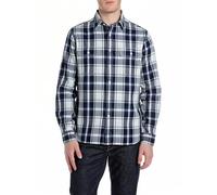 Replay Herren M4147 Hemd, 010 Navy/Natural White, XXL