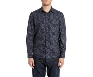 REPLAY Herren M4148 Hemd, 010 Blue/Light Blue, Medium