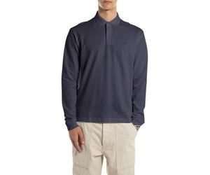 Replay Herren Poloshirt Langarm mit Knopfleiste, Indigo Blue 800 (Blau), M