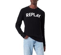 Replay Herren Strickpullover mit Rundhals-Ausschnitt, Black 098 (Schwarz), S