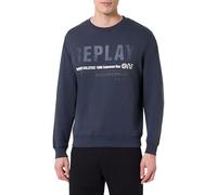 Replay Herren Sweatshirt mit Branding, Navy 087 (Blau), M
