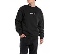 Replay Herren Sweatshirt mit Logo ohne Kapuze, Black 098 (Schwarz), XXL