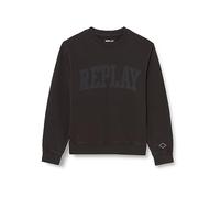 Replay Herren Sweatshirt mit Logo ohne Kapuze, Blackboard 099 (Schwarz), XXL