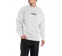 Replay Herren Sweatshirt mit Logo ohne Kapuze, White 001 (Weiß), XL