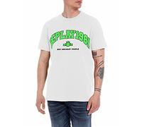 Replay Herren T-Shirt Kurzarm 1981 aus Bio-Baumwolle, Optical White 001 (Weiß), L
