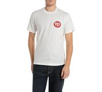 Replay Herren T-Shirt Kurzarm aus Baumwolle, Natural White 011 (Weiß), XXL