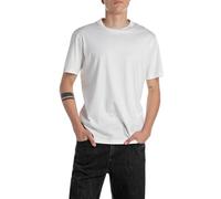Replay Herren T-Shirt Kurzarm aus Baumwolle, Weiß (Natural White), XXL