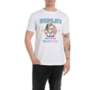 Replay Herren T-Shirt Kurzarm aus Baumwolle, White 001 (Weiß), XL