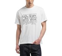 Replay Herren T-Shirt Kurzarm mit Branding, Natural White 011 (Weiß), M