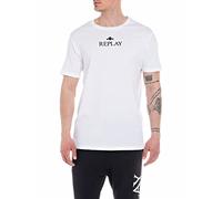 Replay Herren T-Shirt Kurzarm mit Logo Print, Optical White 001 (Weiß), L