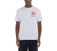 Replay Herren T-Shirt Kurzarm mit Logo-Print, Weiß (Natural White 011), M