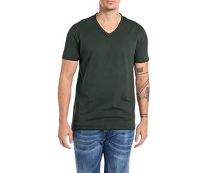 Replay Herren T-Shirt Kurzarm mit V-Ausschnitt, Bottle Green 135 (Grün), XXL