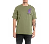 Replay Herren T-Shirt Kurzarm Oversized, Grün (Army 532), M