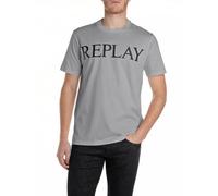 Replay Herren T-Shirt Kurzarm Rundhalsausschnitt, Grau (Lead Grey), M