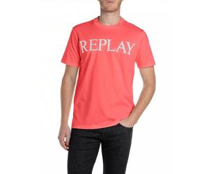 Replay Herren T-Shirt Kurzarm Rundhalsausschnitt, Poppy Red 556 (Rot), S