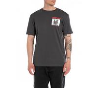 Replay Herren T-Shirt Kurzarm Rundhalsausschnitt Ridehard, Nearly Black 998 (Blau), XS
