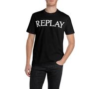 Replay Herren T-Shirt Kurzarm Rundhalsausschnitt, Schwarz (Black), XXL