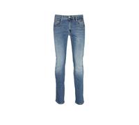 Slim-fit-Jeans REPLAY "Anbass", Herren, Gr. 30, Länge 32, blau (medium blau 990), Denim/Jeans, Obermaterial: 91% Baumwolle, 6% Elastomultiester, 3% Elasthan, slim fit normal, Jeans Slim-fit-Jeans (794