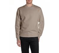 Sweatshirt REPLAY, Herren, Gr. M, grau (stone), Sweatware, Obermaterial: 80% Baumwolle, 20% Polyester, casual, regular fit, Rundhals, Langarm Rippbündchen, Sweatshirts, mit V-Einsatz am Halsausschnitt