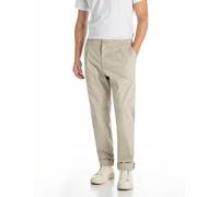 Replay Tapered Fit Chino mit Bundfalten Modell 'ADHANN' in Beige, Größe 34/32
