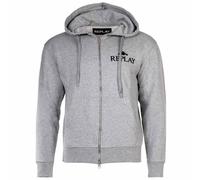 REPLAY Herren Sweatjacke - Zip-Jacke, Kapuze, Logo Grau L