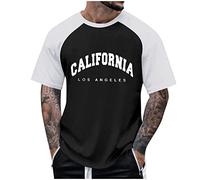 Replay T-Shirt Herren Herren Hemd Bügelfrei Herren Poloshirts Rundhals Farbblock Slogan Druck Oversized Tshirt Relaxed Fit Raglanärmel Freizeitshirt Lockere Passform Harem T Shirt Poloshirt Schwarz, L