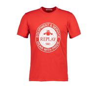 Replay T-Shirt Herren Slim Fit Kurzarm Rundhals Baumwolle rot, L