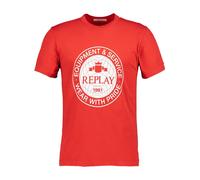Replay T-Shirt Herren Slim Fit Kurzarm Rundhals Baumwolle rot, M