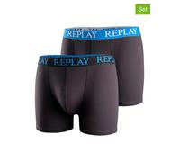 REPLAY Herren Boxershorts I101005BT - Schwarz, 2er Pack Cotton-Stretch GR. XXL