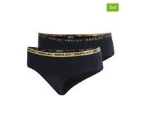 Replay Underwear 2er-Set: Pantys in Schwarz - Größe M | Damen Unterteile