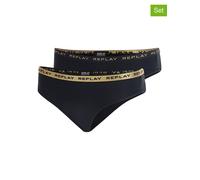 Replay Underwear 2er-Set: Slips in Schwarz - Größe M | Damen Unterteile