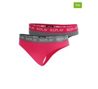 Replay Damen String 2er-Set, Dark Grey Mel/Fuxia N287 (Mehrfarbig), L